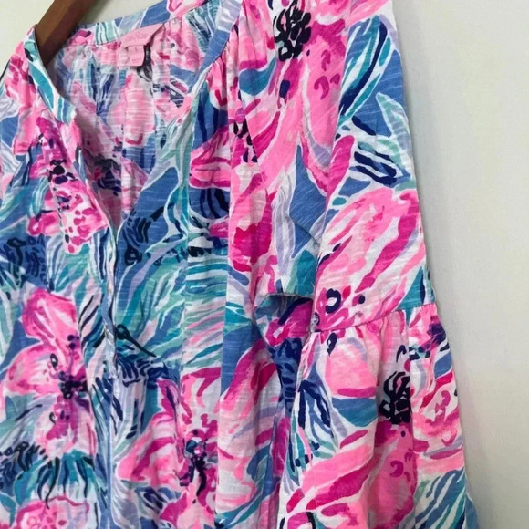 Lilly Pulitzer Flounce Sleeve Floral Ruffle Top Size Small - Picture 10 of 10